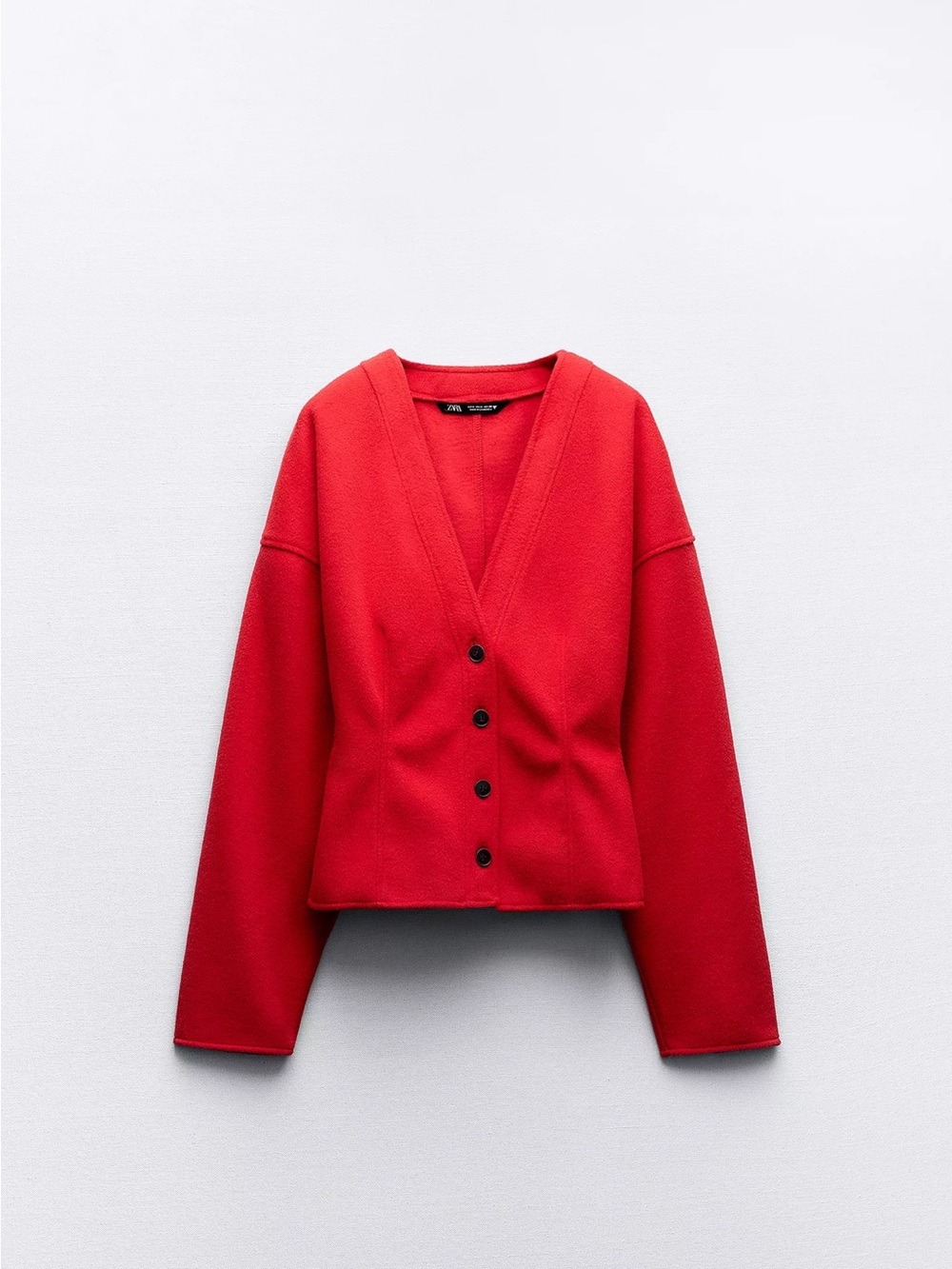 Zara Bright Red Cozy Knit Cardigan